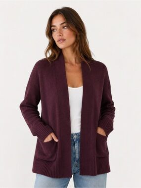a new day Open-Front Cardigan in Burgundy